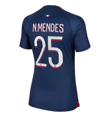 Paris Saint-Germain Nuno Mendes #25 Primera Equipación Mujer 2023-24 Manga Corta